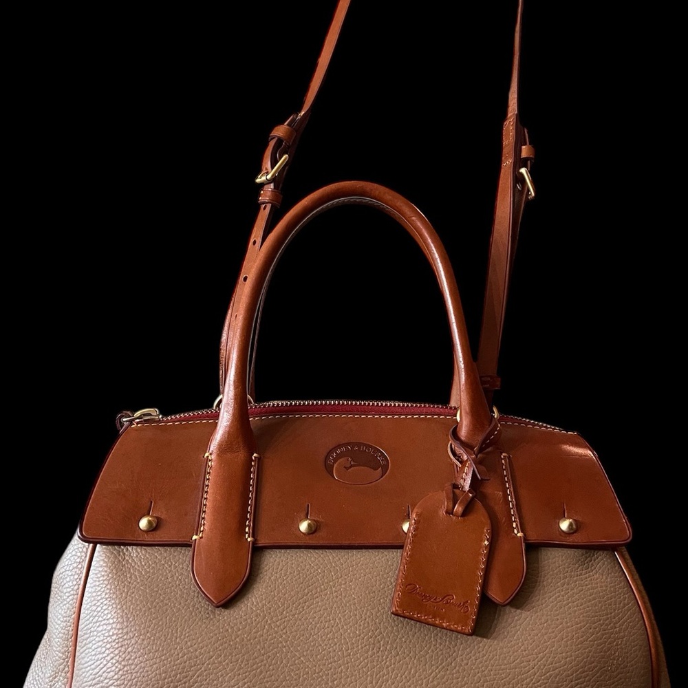 DOONEY BOURKE Wilson Panama Satchal, EUC, Tan Pebbled Leather w/British Tan